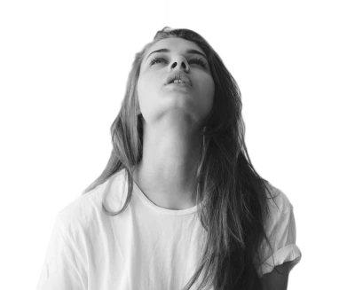 Woman Looking Up Black and White PNG