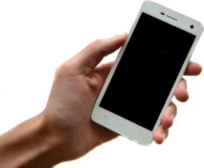 Hand Holding White Smartphone PNG