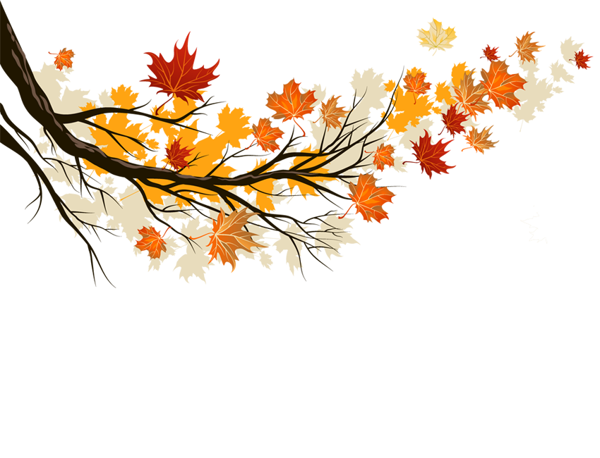 Autumn Tree Branch With Falling Leaves Clipart