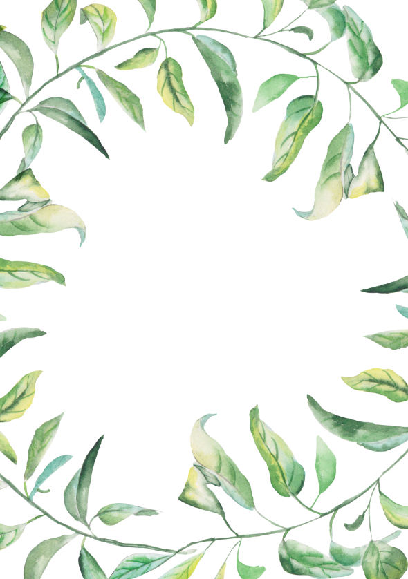 Watercolor Green Leaf Wreath Frame Clipart