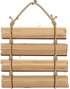 Hanging Wooden Sign with Ropes PNG Image