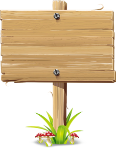 Wooden Sign Post with Mushrooms and Grass Free PNG