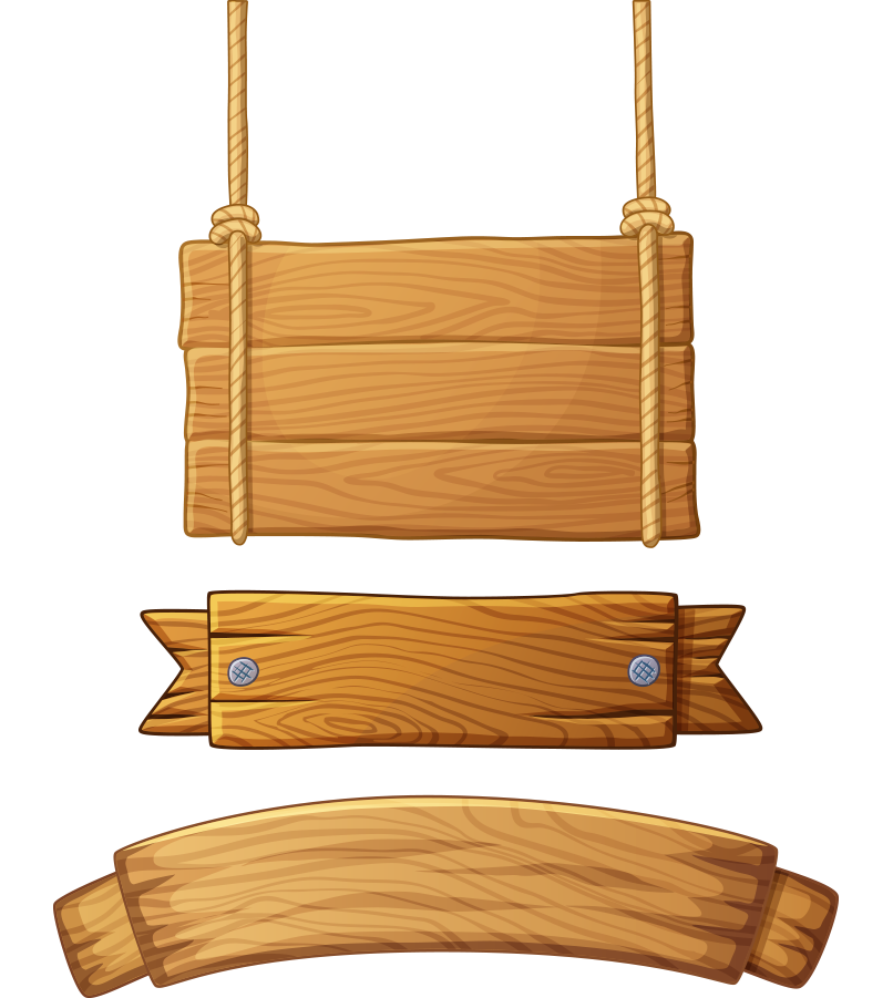 Set of Cartoon Hanging Wood Signs Free Download