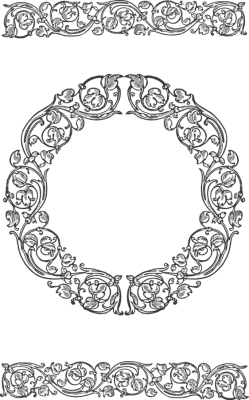 Black Round Ornate Floral Border PNG Image