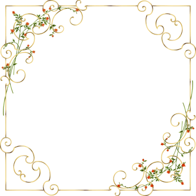 Luxury Gold Frame With Red Roses Transparent Background