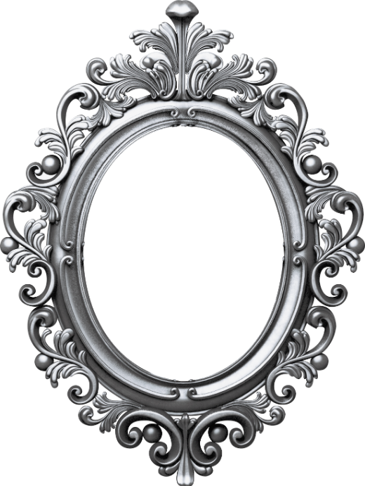 Antique Silver Oval Mirror Frame Clipart