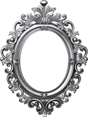 Antique Silver Oval Mirror Frame Clipart