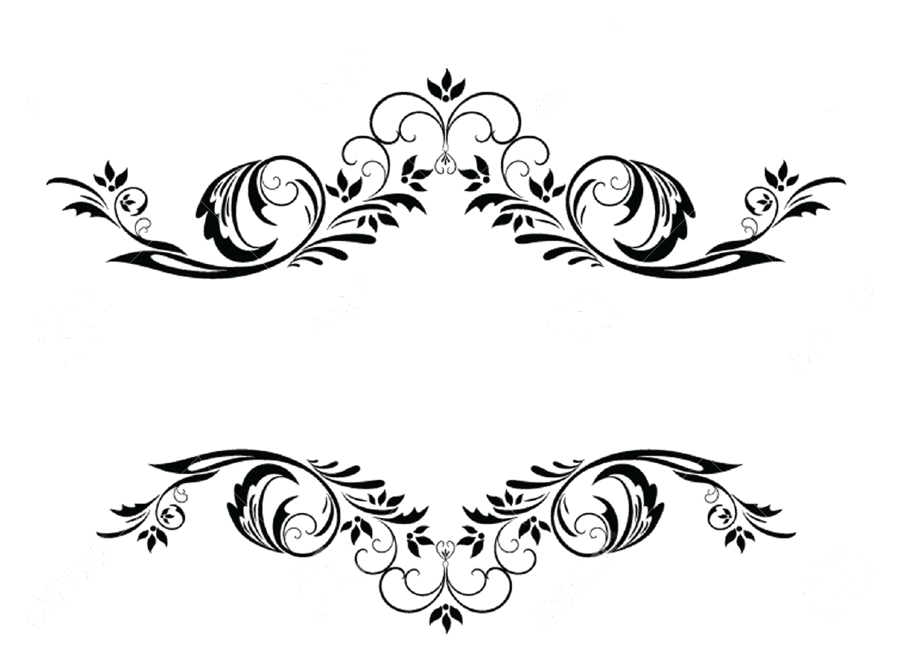 Elegant Black Floral Split Header Clipart