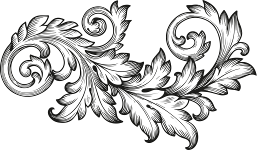 Vintage Engraved Floral Scroll Clipart