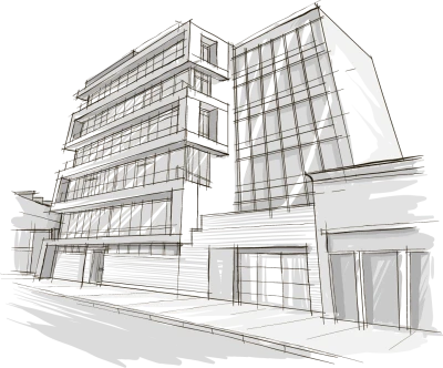 Modern Building Architectural Sketch Free PNG