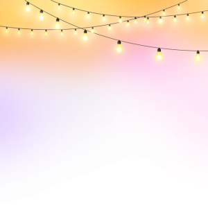 Bulb String Lights on Sunset Background Clipart