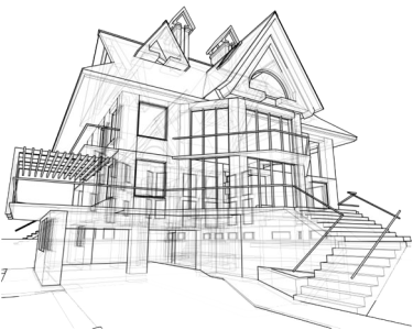 House Wireframe Blueprint Sketch PNG Image