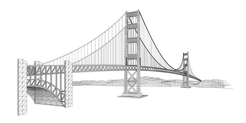 Golden Gate Bridge Wireframe Clipart