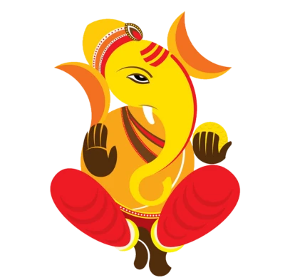 Lord Ganesha Sitting Pose Illustration PNG Image