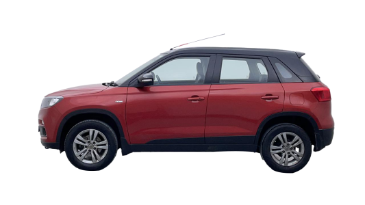 Modern Red SUV Car Side View Transparent Background