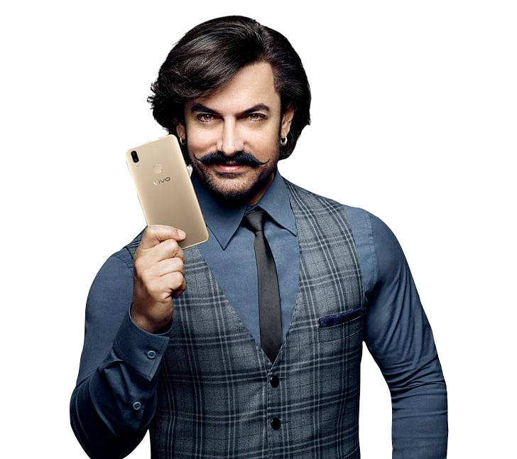 Actor Aamir Khan with Vivo Smartphone Free PNG