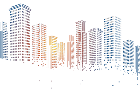 Abstract Colorful Cityscape Buildings Free PNG