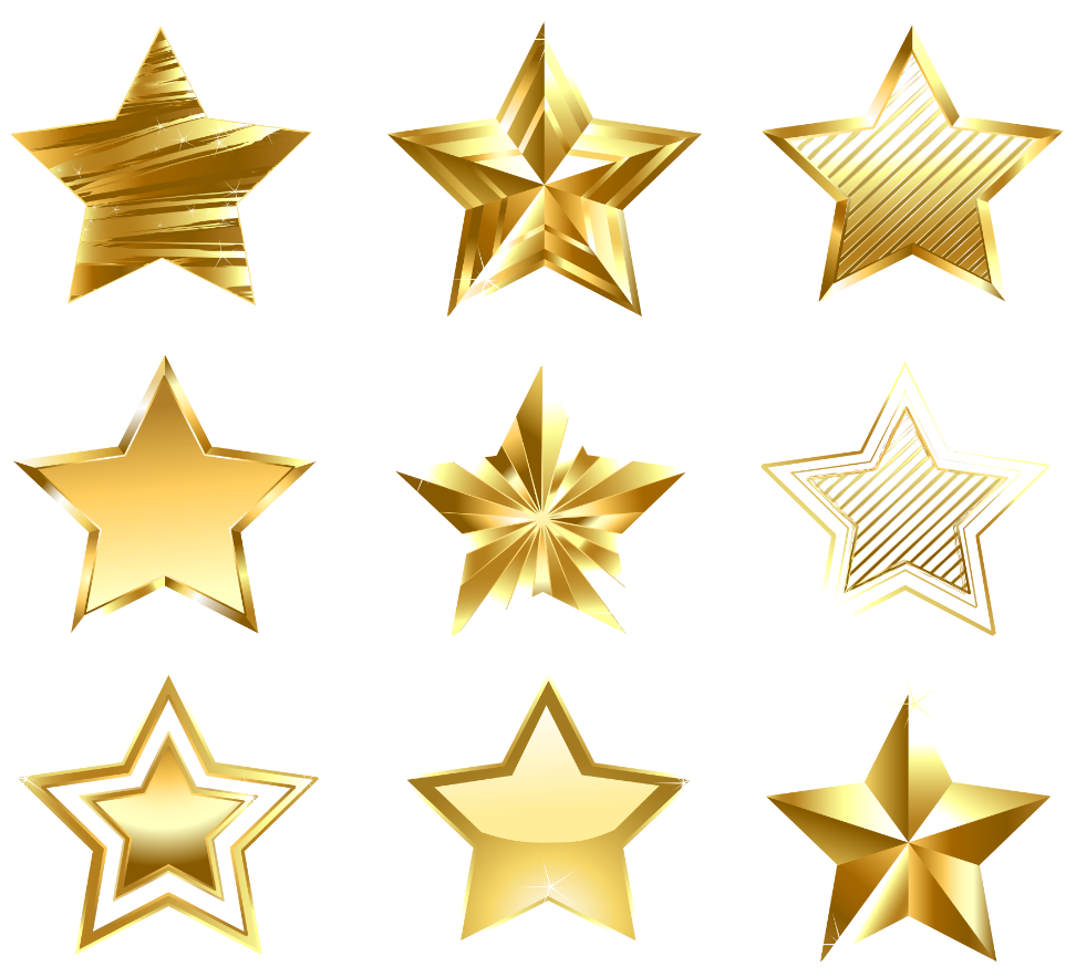 Set of Decorative Golden Stars Clipart
