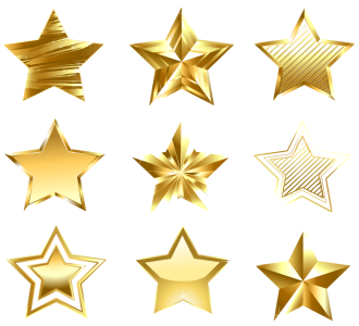 Set of Decorative Golden Stars Clipart
