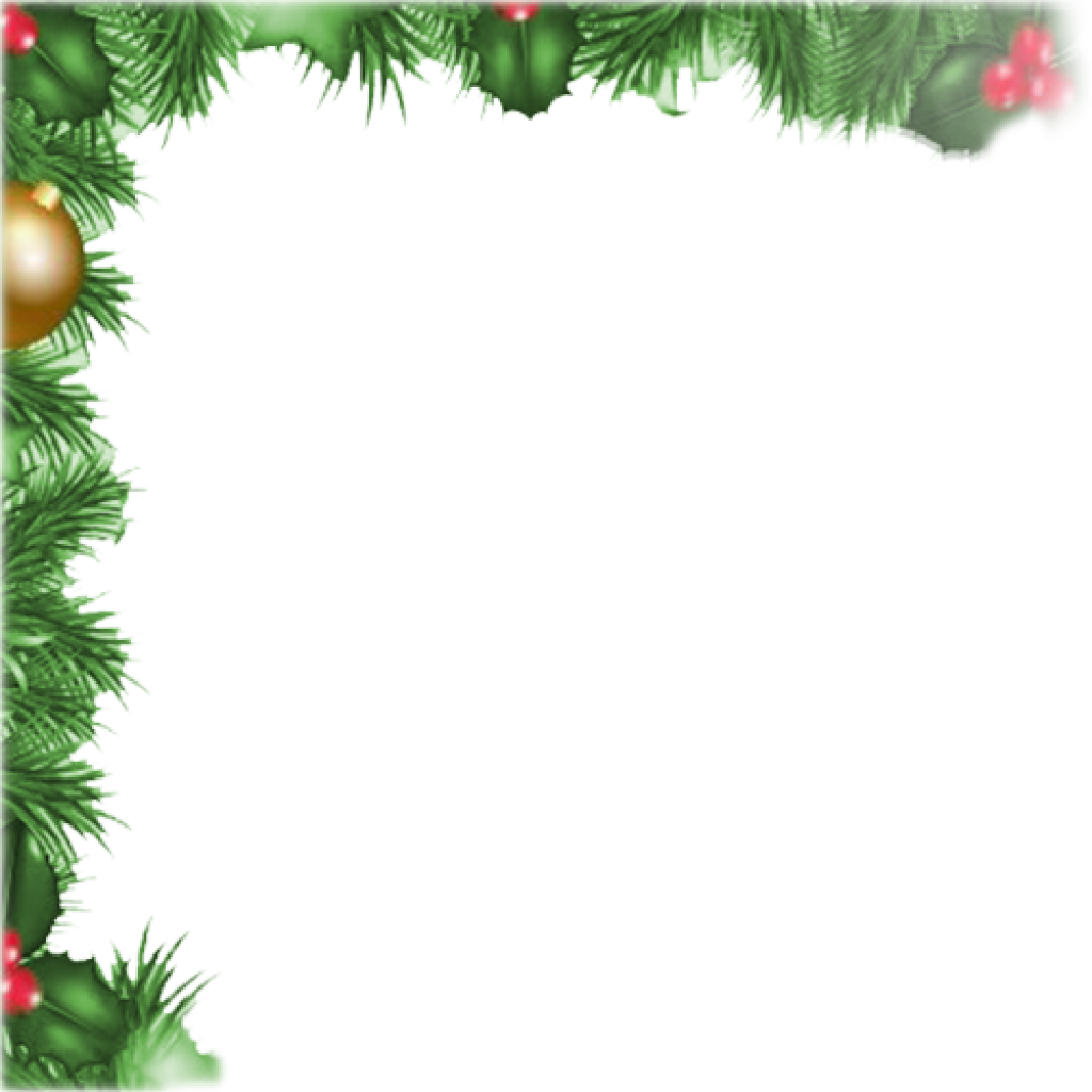 Christmas Pine and Holly Corner Border Clipart