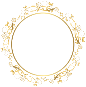 Gold Leafy Vines Circular Frame Free PNG