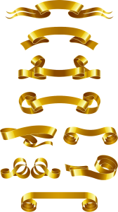 Luxury Gold Ribbon Banner Set Free PNG