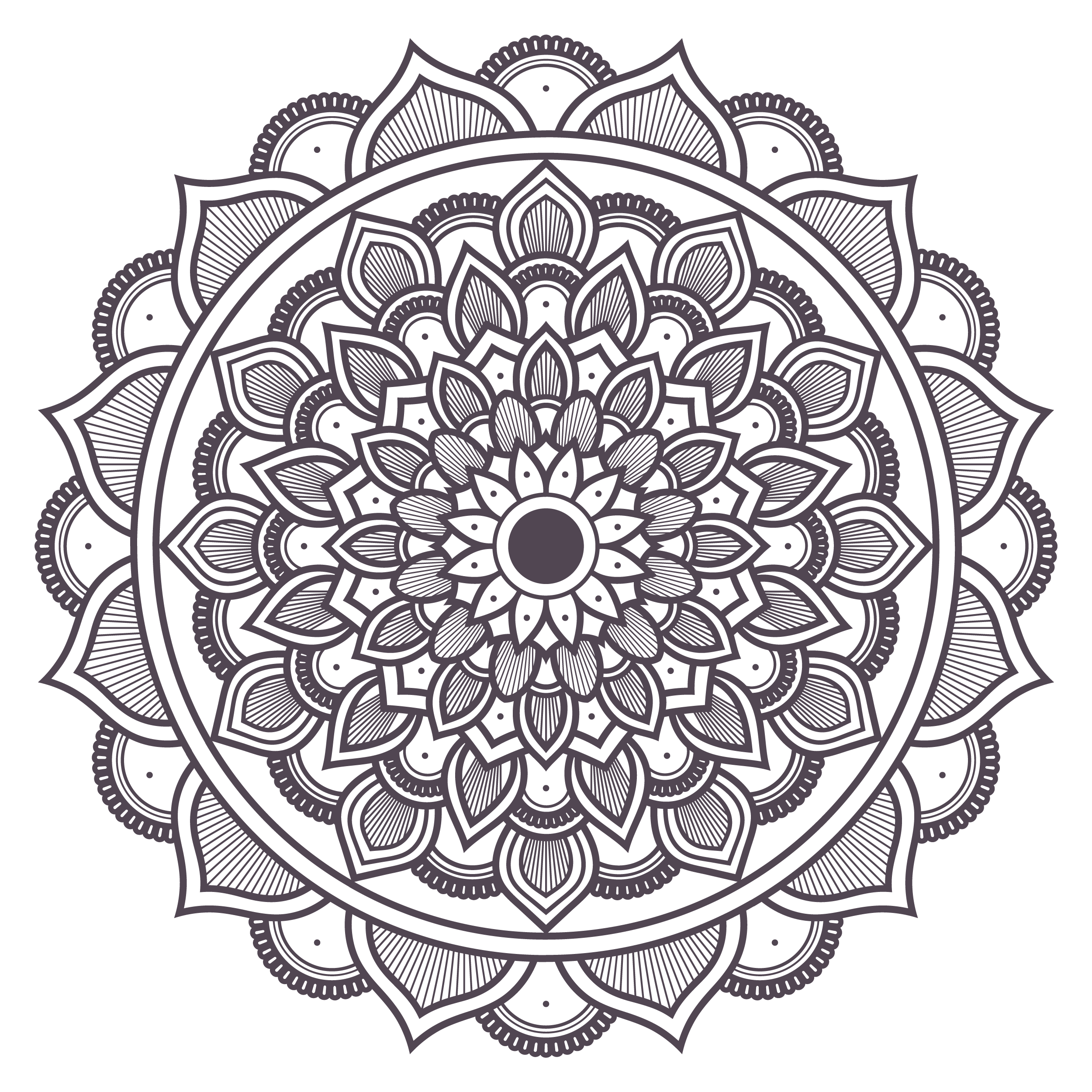 Intricate Floral Mandala Outline Free Clipart