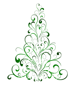 Green Abstract Swirl Christmas Tree PNG Image