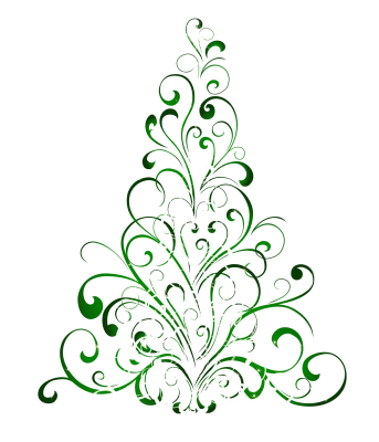 Green Abstract Swirl Christmas Tree PNG Image