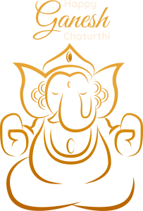Happy Ganesh Chaturthi Line Art Free Clipart