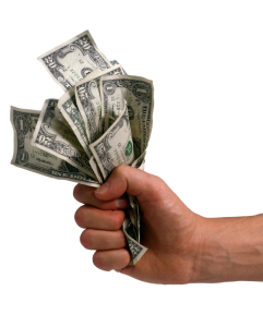 Hand Holding Crumpled Dollar Bills PNG Image