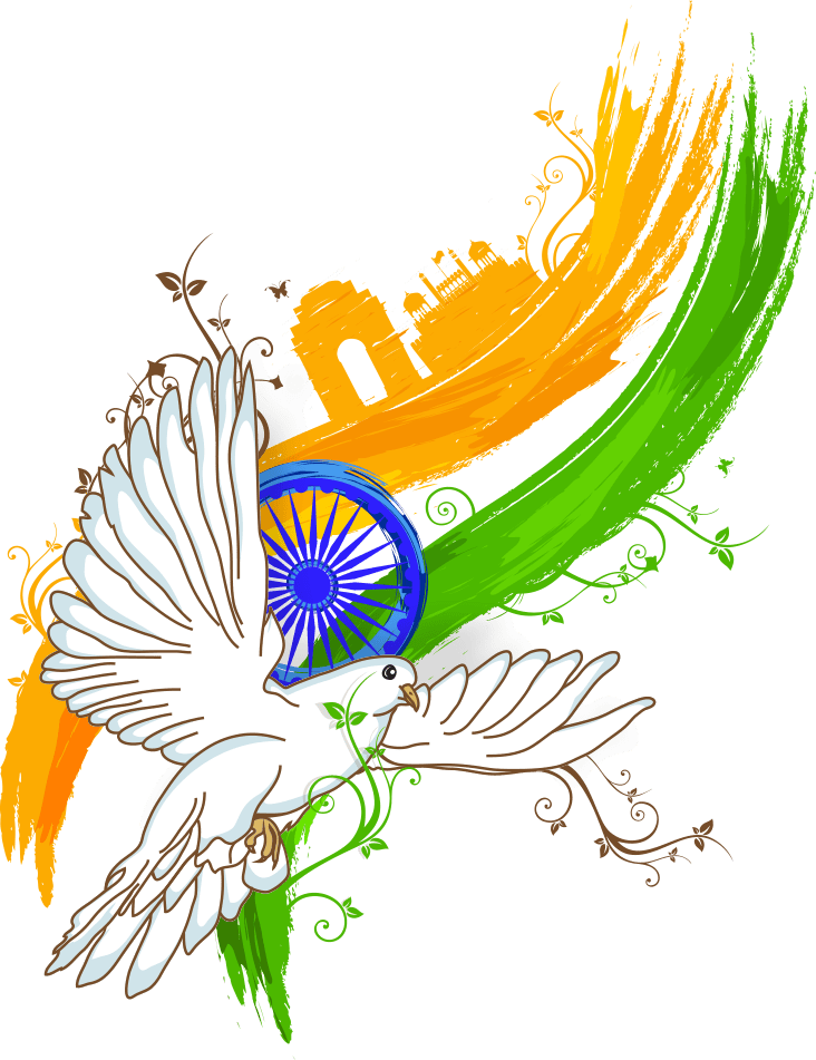 India Independence Day Dove and Fort Clipart