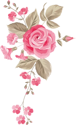 Vintage Pink Rose Flower Branch Clipart