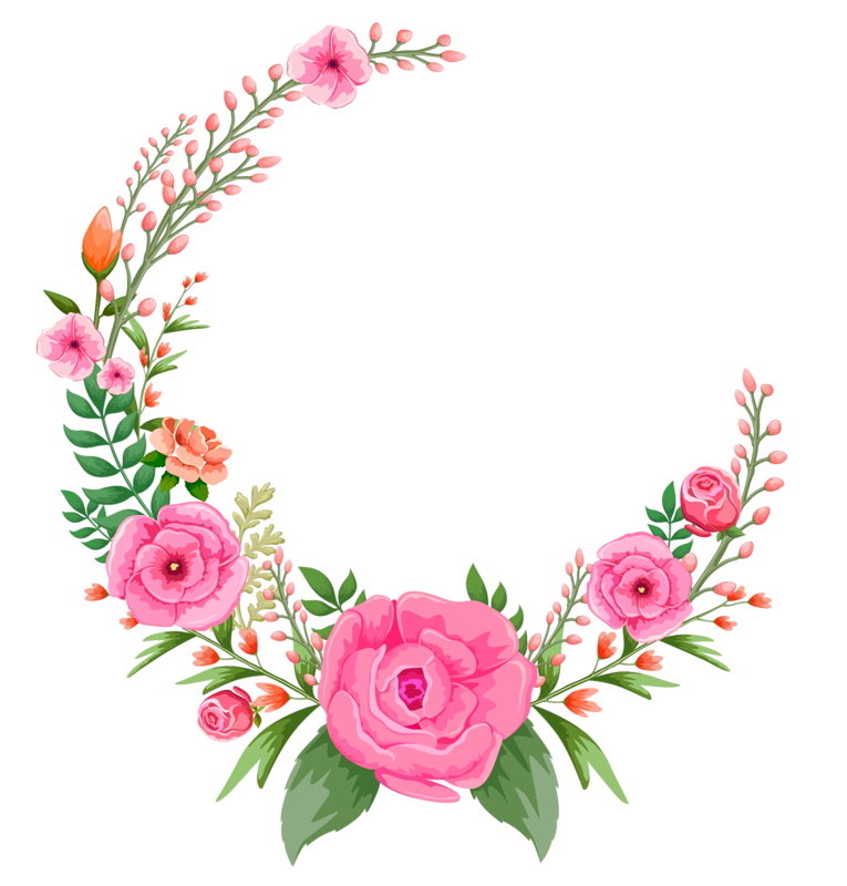 Pink Flower Half Circle Frame Free Download
