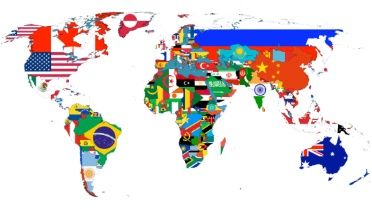 World Map with Country Flags Free PNG