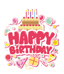 Pink Happy Birthday Sticker with Cake Free PNG