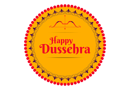 Yellow Happy Dussehra Circle Badge PNG