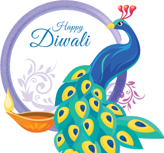 Happy Diwali Peacock Artistic Design Free PNG
