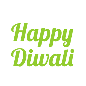 Green Hand-drawn Happy Diwali Typography PNG