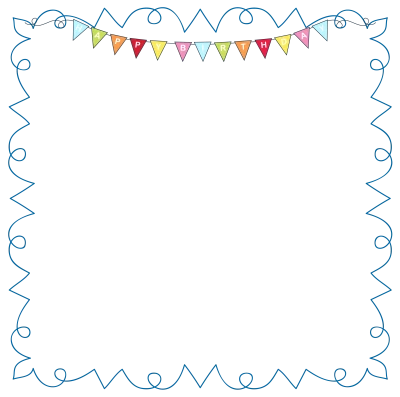 Blue Doodle Line Birthday Frame Free PNG