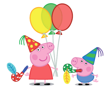 Peppa Pig and George with Party Hats Free PNG