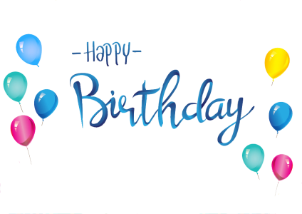 Blue Gradient Happy Birthday Calligraphy PNG