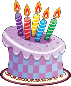 Purple Birthday Cake with 5 Candles Free PNG