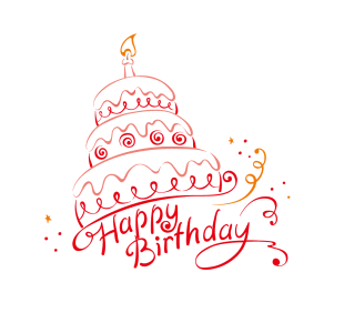 Stylized Red Birthday Cake and Text Free Download