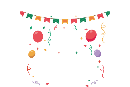 Birthday Celebration Frame with Balloons and Confetti PNG Image