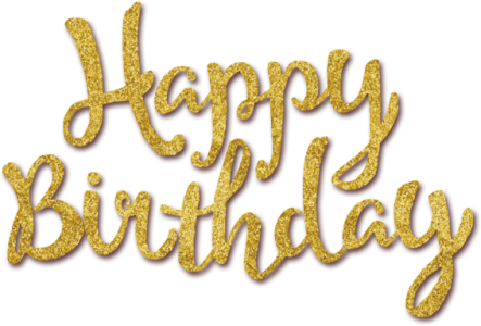 Gold Glitter Happy Birthday Cursive Text PNG