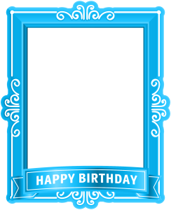 Blue Ornamental Happy Birthday Frame Free PNG