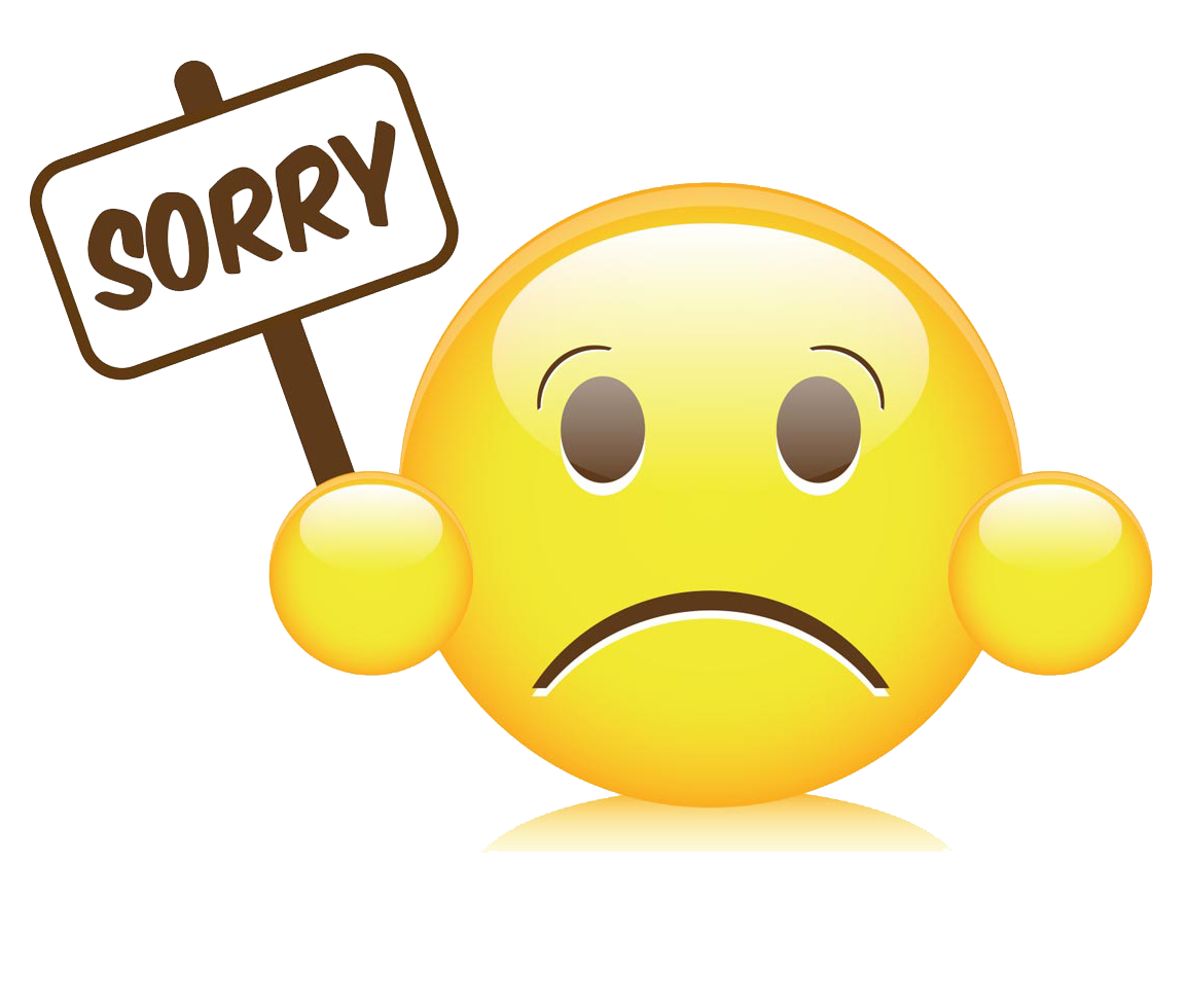 Sad Emoji Holding Sorry Sign Clipart