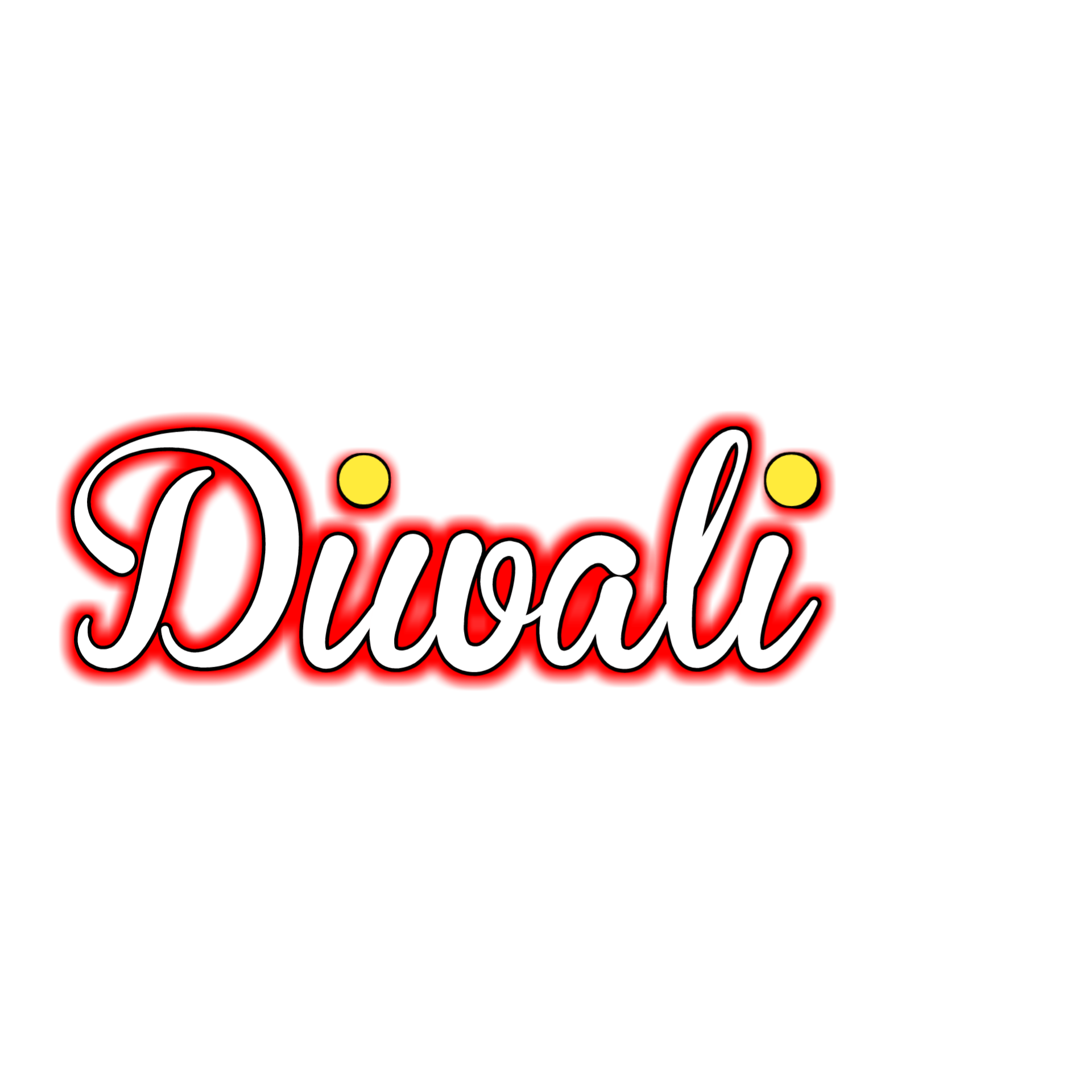 Glowing Red And White Diwali Text Typography Clipart