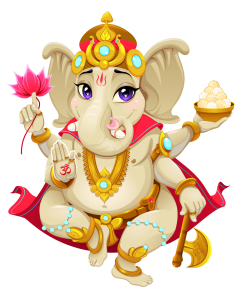 Cute Cartoon Little Ganesha Holding Modak Free PNG